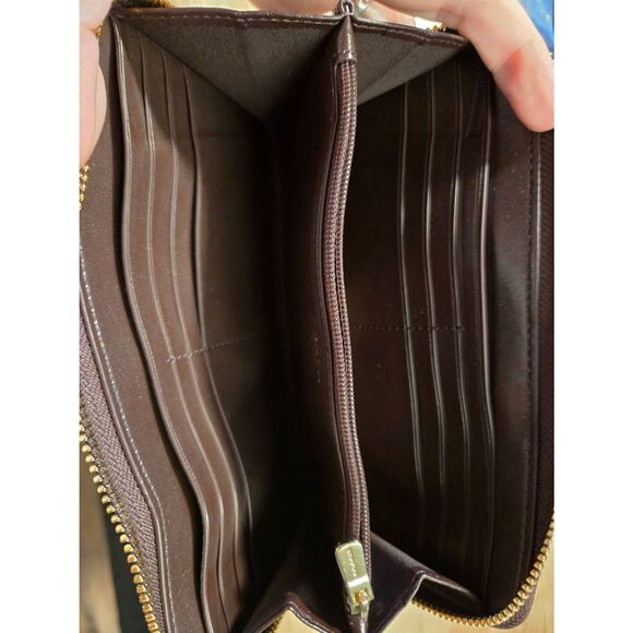 Coach Gingham Purple Black Zip Around Wallet - Picture 2 of 3